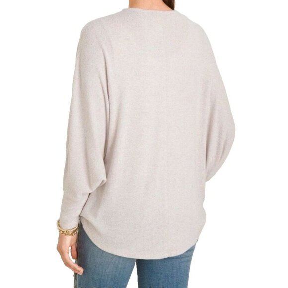 Chicos SZ 1 M 8 Cozy Front Tie dolman batwing sleeve draped Cardigan Blush Pink - Picture 3 of 12